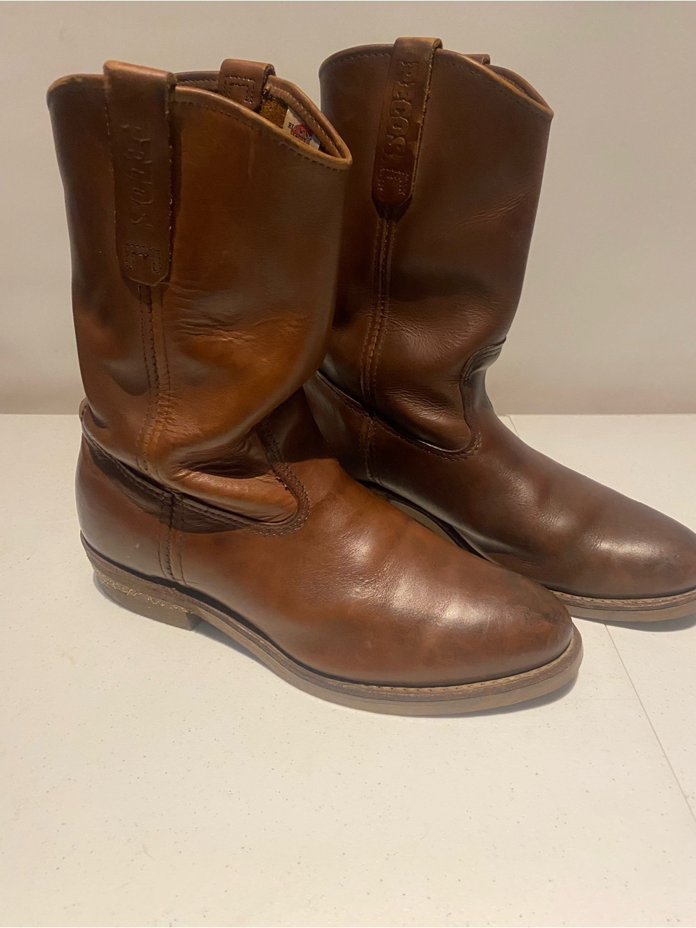 Red Wings brown Leather Cowboy Boots - Men's Classic Work Boot